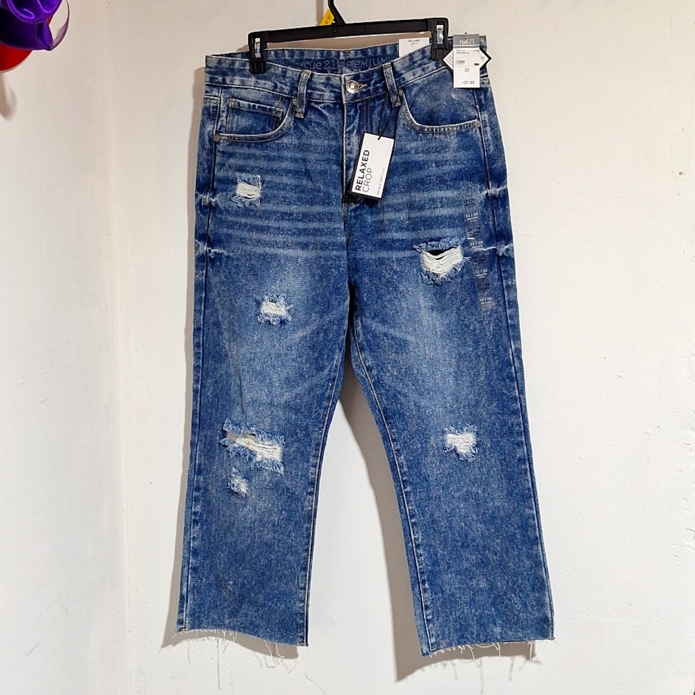 Rue21 Premium Relaxed Crop Distressed Raw Hem 32X26 NWT